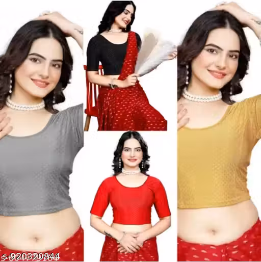 Pack of 4 Multicolour Women's Blouses Stylish & Versatile-Perfect for Any Occasion! Breathable Fabric, Fit ( mahroon red wine green )