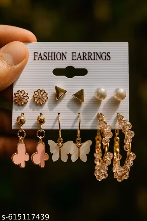 korean earrings for girls, anti tarnish korean earrings, combo earrings, 6 Pairs Earring Set