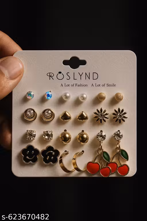 11 Pair Earrings Set for Women & Girls, Multi-Design Earrings Combo, Cute Earrings Set for Women