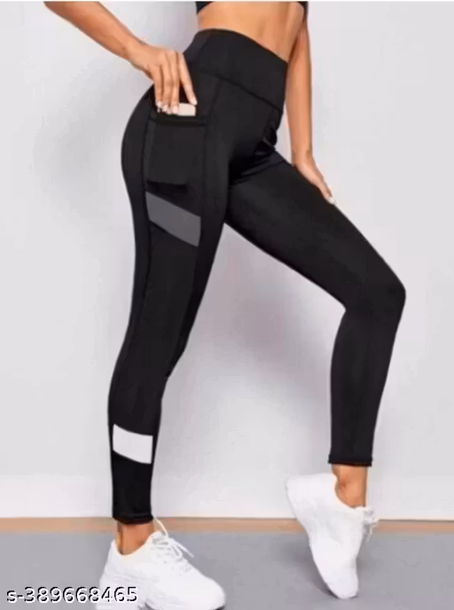 KGN HUB Yoga Gym Track Pants Jeggings | Stretchable Sports Tights | Track Pants for Girl | Stretchable Striped Sports Track Pant For Women's ( Size 28-34 Inch)