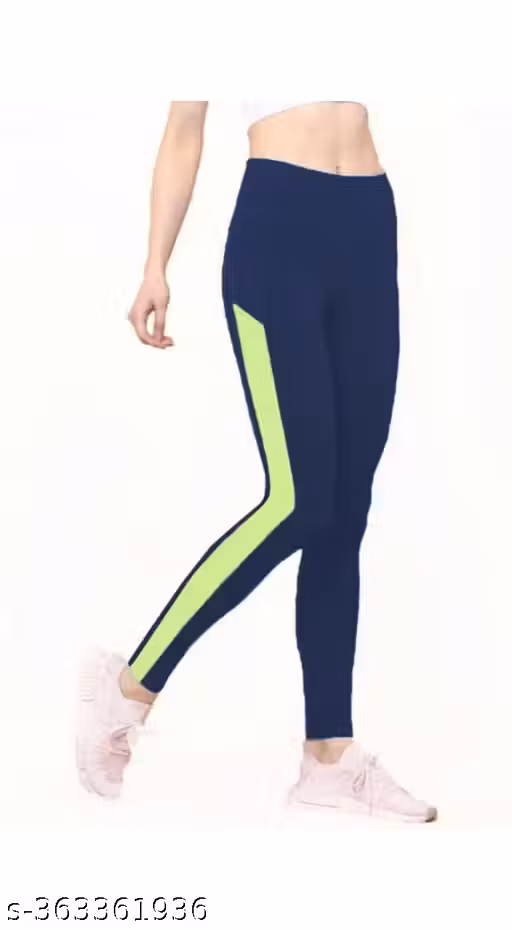 KGN HUB Yoga Gym Regular Fit Ankle Length Track Pants Jeggings | Stretchable Striped Sports Track Pant | Sports Tights |For Women's &Girl's (Black)