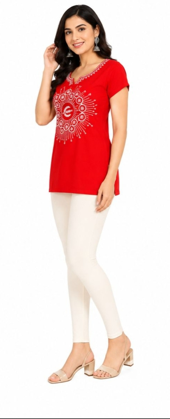 MYFLORAL2 Women Woven Design Cotton Blend Straight Kurta (Blue)