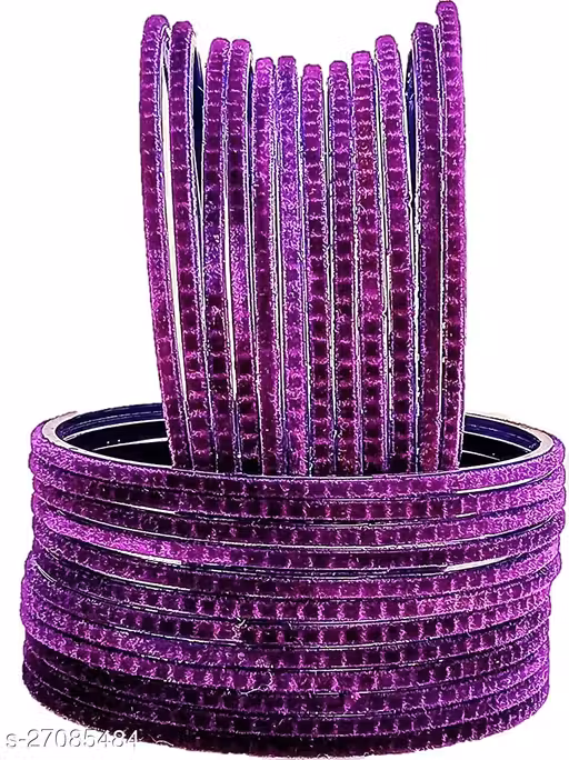 Dreamy Designs Latest Designs Velvet Glass Bangles Set For Women & Girl's Uses For Partywear, Ethnicwear.