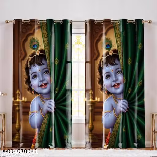 ❤️3D Luxury Digital Printed Polyester Fabric Curtains for Living Room Kids Room Window/Door - PACK OF 1 ❤️