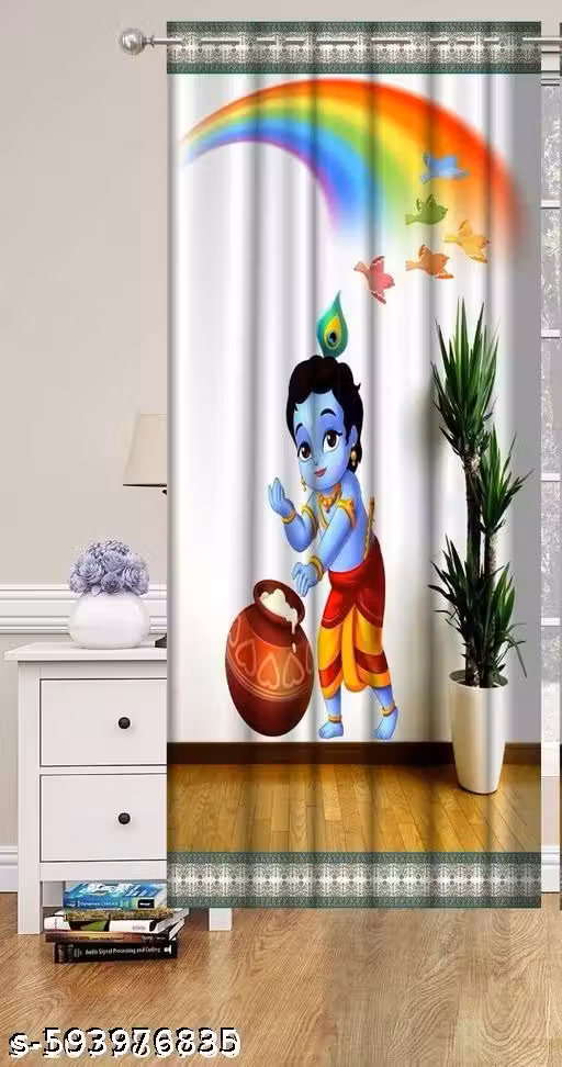 TRENDY BABY KRISHNA CURTAIN FOR DOOR AND WINDOW (1 PC ONLY)