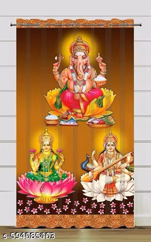 ATTRACTIVE GOD/BHAGWAN CURTAIN FOR DIWALI/TEMPLE/MANDIR FOR DOOR AND WINDOW( 1 PC ONLY)