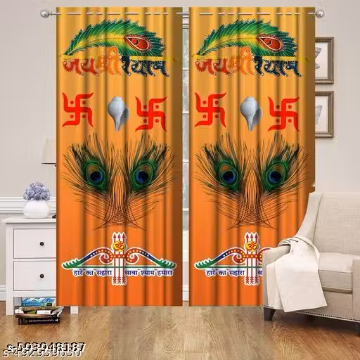 TRENDY KHATU SHYAM CURTAIN FOR DOOR AND WINDOW (1 PC ONLY)