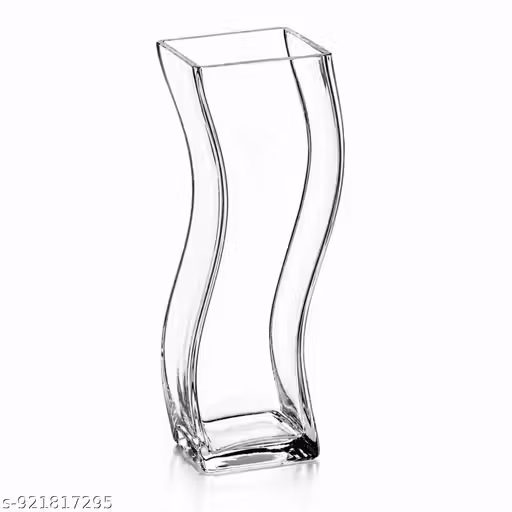 Glass Flower Vase 10 Inch Big Size | Transparent Wavy Design Vase | Decorative Vase for Living Room Table Office | Home Decor Item