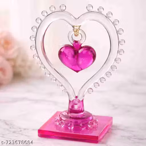 Handmade Glass Heart Showpiece for Home Decor | Romantic Pink Gift Item| Hariji Glass Products