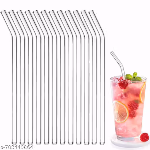 Premium Reusable Glass Straws Set (06 Pieces) | Transparent | Eco-Friendly | For Juice, Smoothies & Cold Drinks