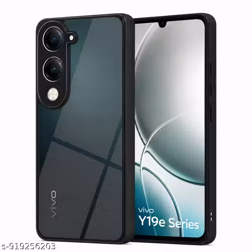 VIVO Y19E 5G Back Cover Vanguard Series Transparent Black Border Shockproof Case