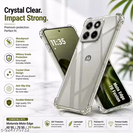Motorola Edge 70 Fusion Back Cover, Motorola Edge 70 Fusion Transparent Back Cover