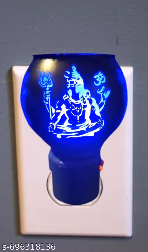Divine Lord Shiva LED Night Lamp | Blue Light Decorative Bulb for Home, Mandir & Bedroom