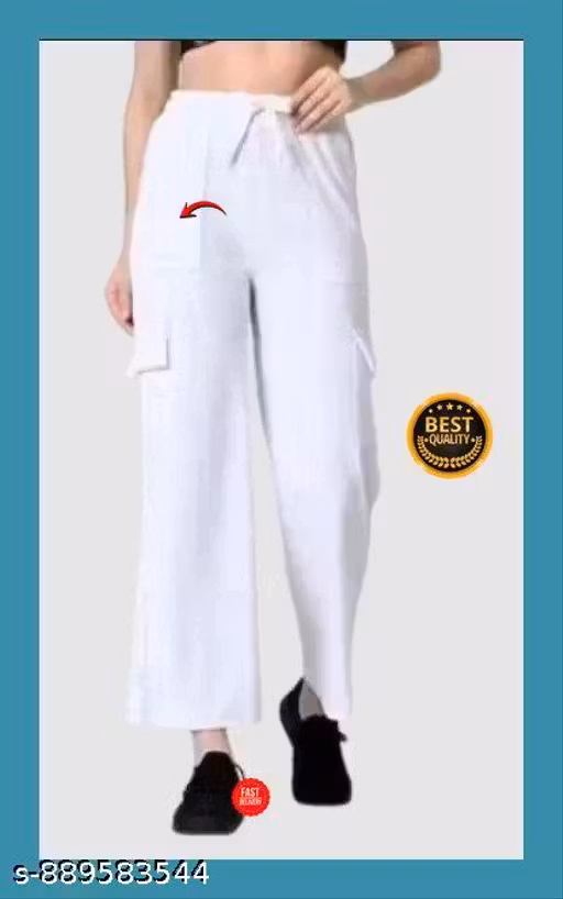 Women Comfort Fit White Pure Linen Trousers