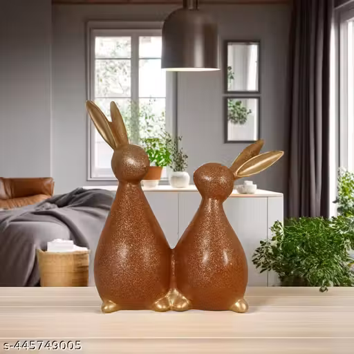 Decorative Rabbit Figurines, Statues for Home, Office Decor, Living Room, Bedroom, Kitchen, Dining Room, Hallway Home Decor & Showpiece(Brown)