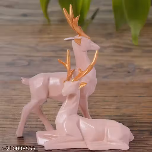 Baby Pink Deer Showpiece for Home Decor & Office Decor (Set of 2)