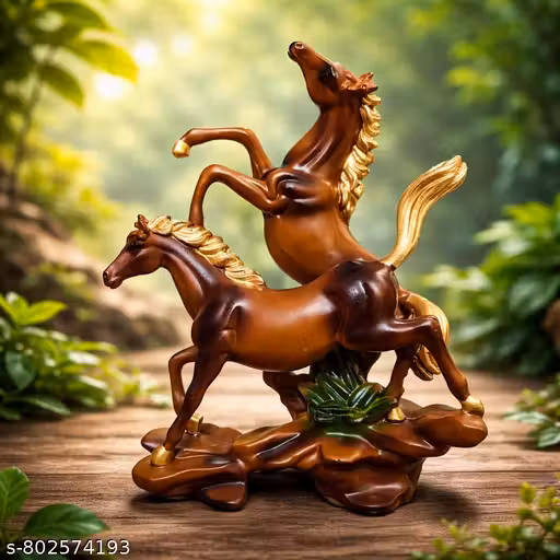 Running Horse Statue Showpiece for Home Decor | Lucky Feng Shui Horse Figurine | Resin Horse Sculpture for Living Room, Office Desk & Gift (Brown & Gold, 6 Inch)