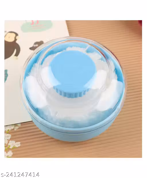 MOMSCAPE Skin Care Baby Powder Puff with Powder Storage and Box Holder Portable Container Kit for New Born and Kids for Baby Face and Body (Blue)