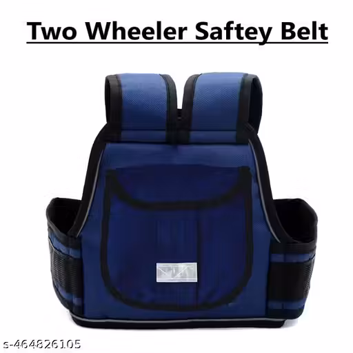 MOMSCAPE Premium Two Wheeler Kids Safety Belt Baby Carrier for Sitting Back or Front Seat Children Bag Holder Adjustable Harness Padded Strap for Scooter Bike for Boys Girls for 2 to 9 Years (Navy Blue)