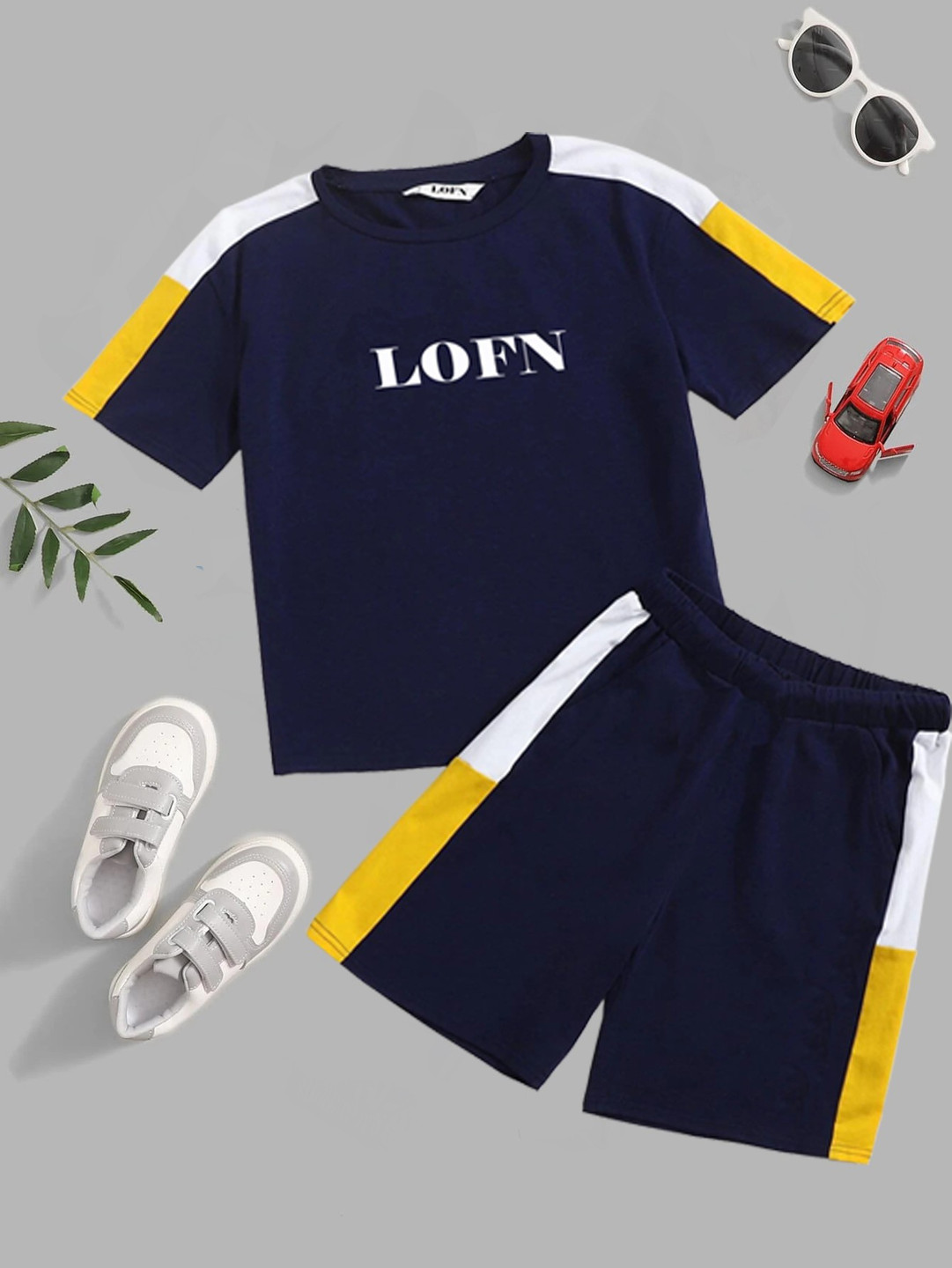 Lofn Baby Boys & Baby Girls Casual T-shirt Shorts (Dark Blue)