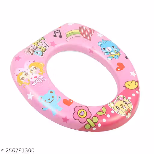 MOMSCAPE Baby Cushioned Potty Seat Non-Slip Training Stand for Toilet, Plastic Potty chair Cartoon Print for Girls and Boys Kids (Pink)