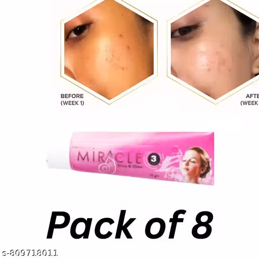 Miraclee Face Cream Whitening for Scars, Wrinkles, Fine Lines, Dark Spots, Acne (All Skinn Type ) Pack of 8 (15g) n79