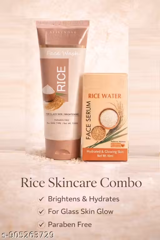Rice Water Face Wash & Face Serum Combo for Glowing Skin 1 Face Wash + 1 Face Serum