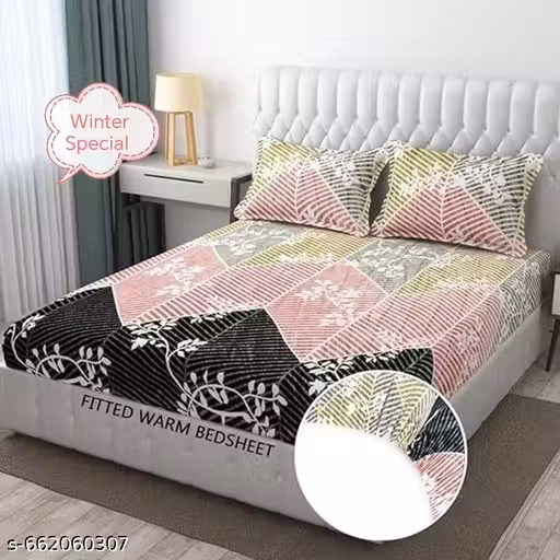 Sanvi A to Z Elastic Fitted Double Bedsheets for Heavy Winter Season
