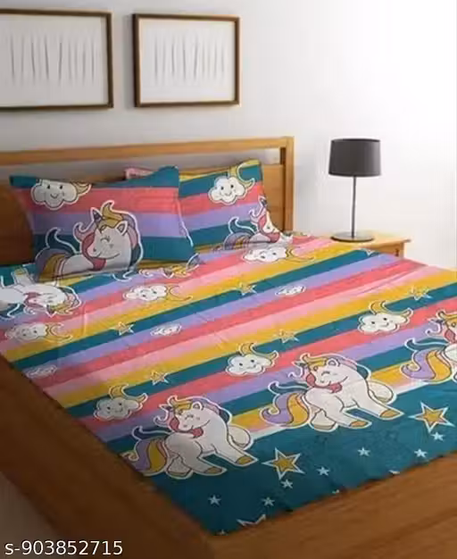 Elastic fitted double bedsheets with 2 pillows cover