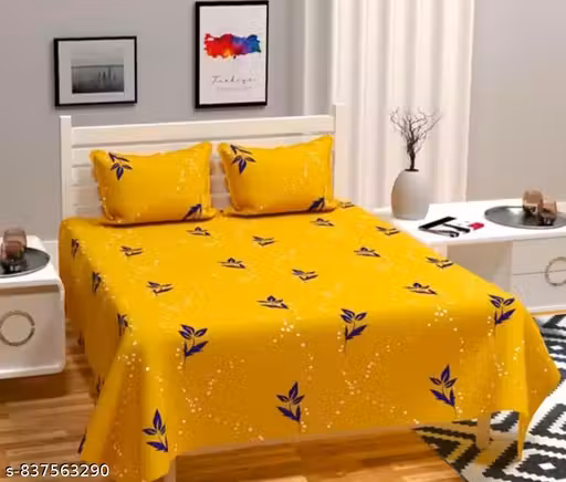 Sanvi flat bedsheet for double bed with 2 pillows cover