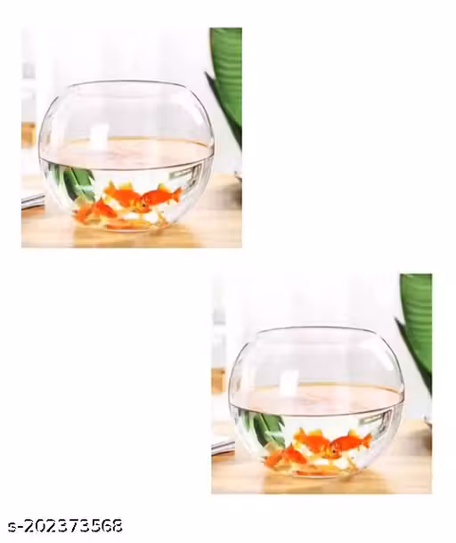 KAPDOLIYAS Glass Flower Pot/Fish Rust Resistant Bowl, 8 Inches, with Free 160g Multicolour GRAVELS,(Pack of 2)
