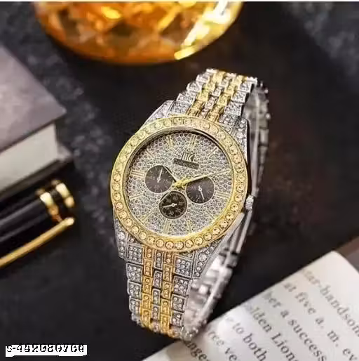New fashion rhinestone men watches quartz full full stainless steel casual wrist watch for Boys and men.