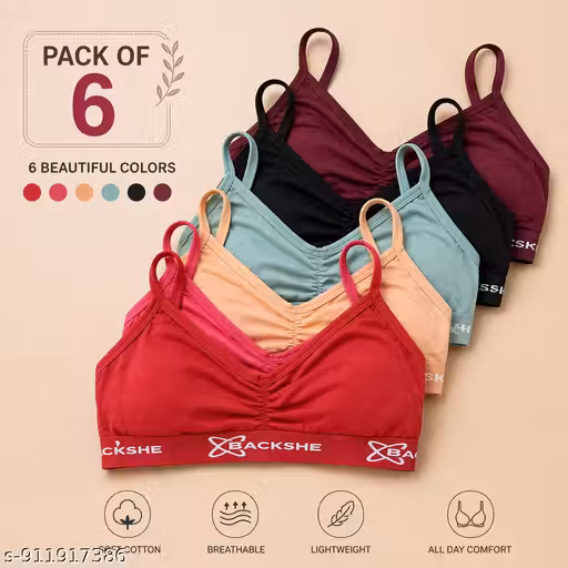 Women Sports Bra Non-Padded Seamless Stretchable Gym Yoga Bra (Pack of 6)