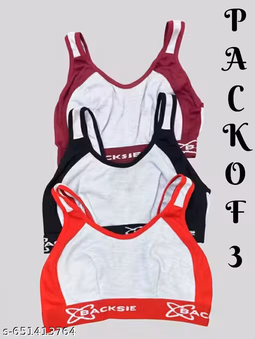 Women Stretchable Sports Bra Pack of 3 | Daily Wear & Comfort Fit