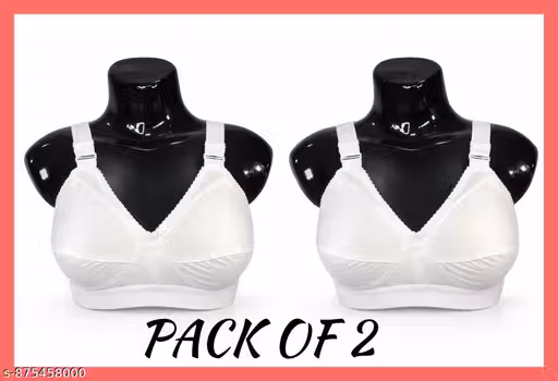 Women girls ladies 100% Cotton Non Padded daily wear Bra (Pack of 2)