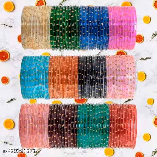 Fancy Trans Resham Bangles Set Of 12 colours 120 Bangles
