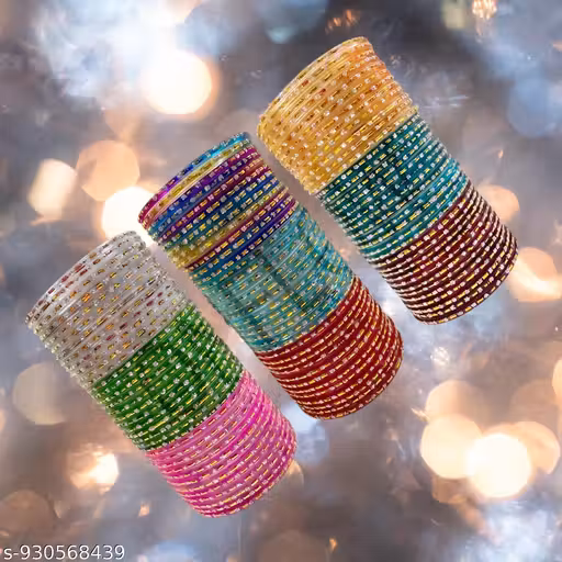 ONFLOW Premium 9 -Color Glass Bangle Set (108 Pieces))