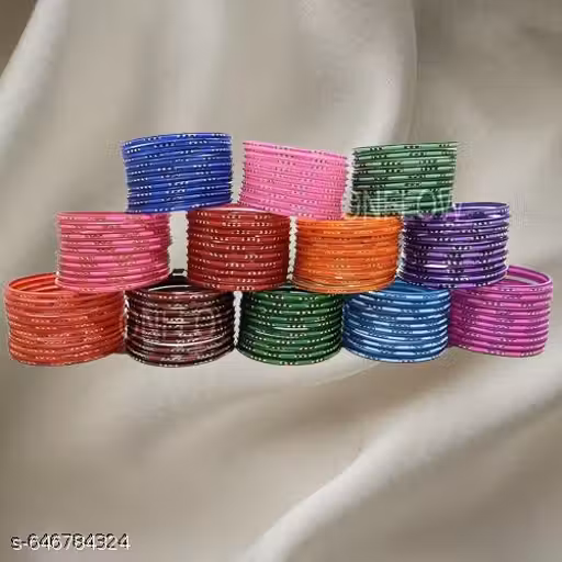 Vaccine Glass Bangles Set 12 Colours 120 Bangles