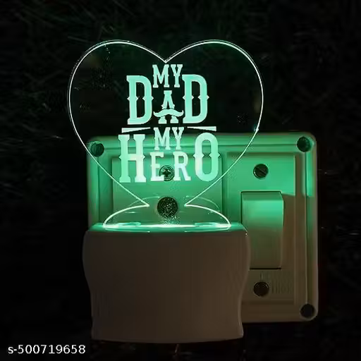 My Dad My Hero 3D Optical Illusion Acrylic Night Lamp | 7 Color RGB LED Auto Color Changing Plug & Play Night Light | Best Gift for Dad