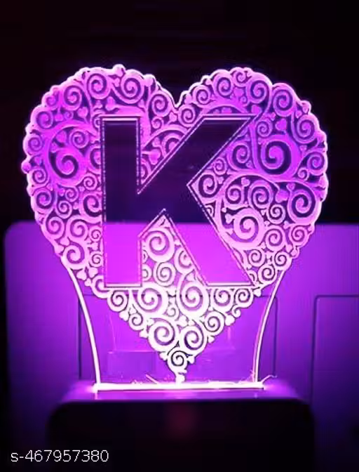 Bhoomi's ALPHABET K RGB 7 Colors Auto Colour Changing LED Plug N Play Night Light, Office Day Light, For Home and Office Use, Best for Gift