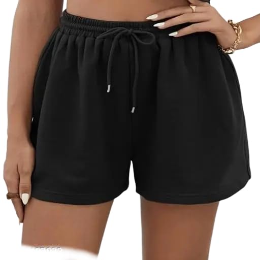 ANIFA Fashion HUB' Women's Cotton Blend Elasticated Waist Extra Short Length Relaxed Fit Solid ShortsSLD_SHR_121