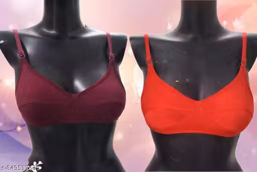 Trendy Seamless Daily Wear Bra Comfart Fit Soft Cotton Bra 2 Bra Black and Pink