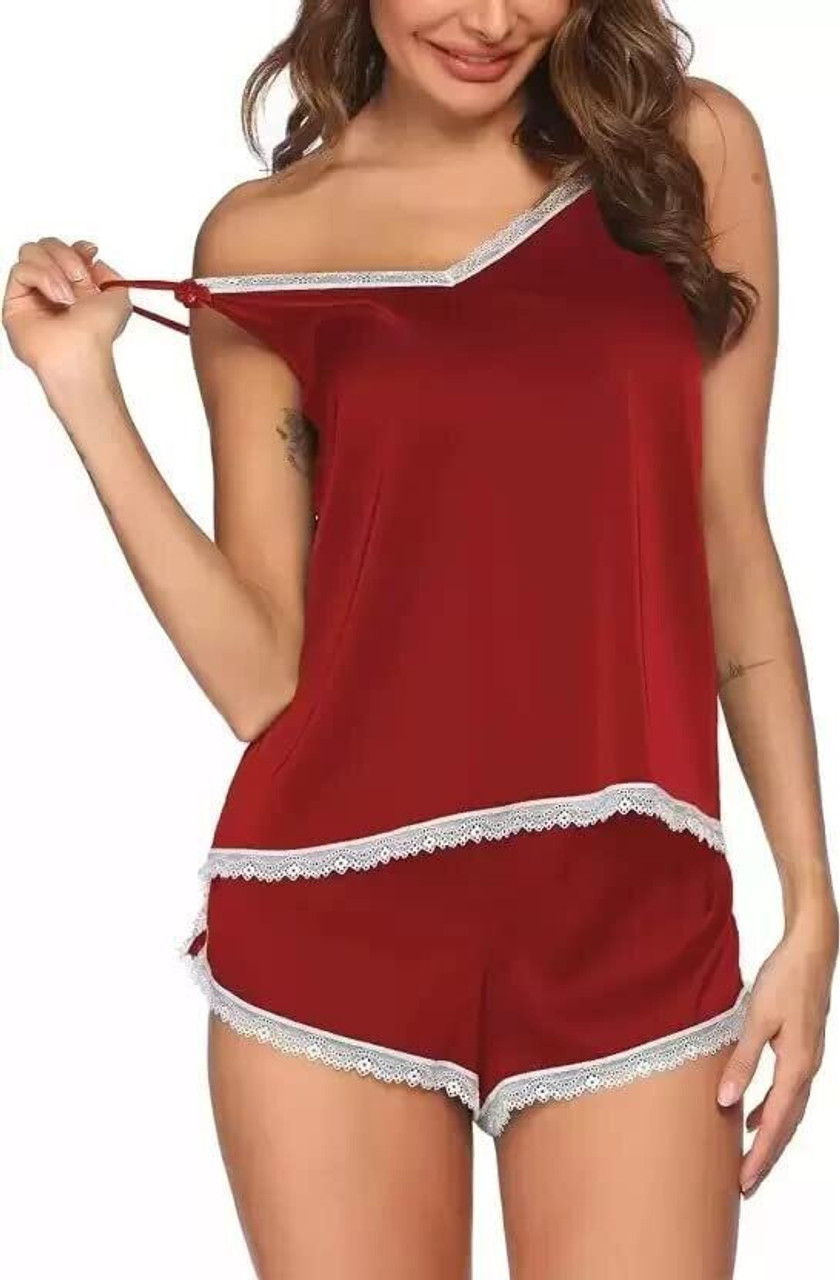 ND Night Desire Women Top & Shorts Set Black Solid