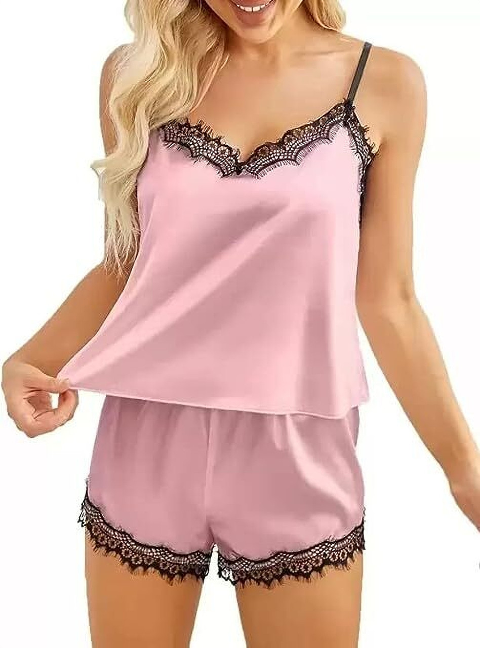 ND Night Desire Women Top & Shorts Set Black Solid