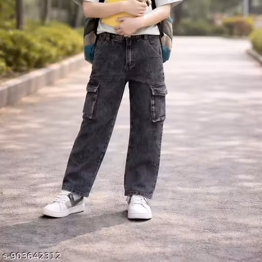 BOY Denim Cargo Pants – Trendy Black Straight Fit. ONLY JEAN'S