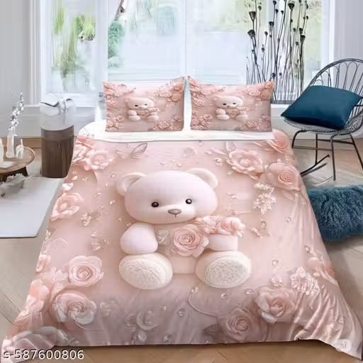 Heavy 7D Digital Glace Cotton Super King Size Printed Flat Double Bedsheet with Pillow Covers | Soft & Premium Bedding Set