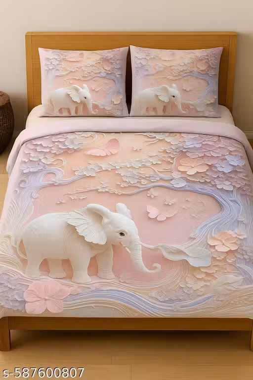 Heavy 7D Digital Glace Cotton Super King Size Printed Flat Double Bedsheet with Pillow Covers | Soft & Premium Bedding Set