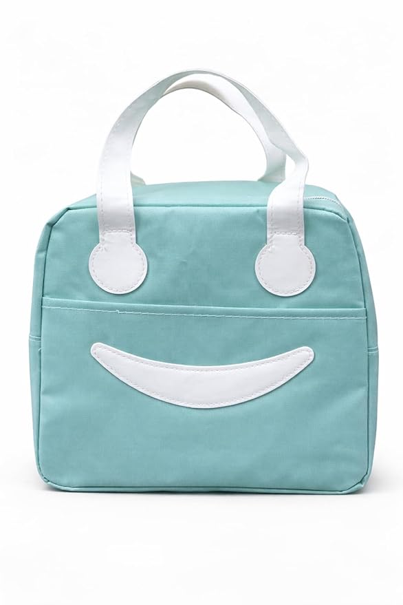 Smile Lunch Bag for Men, Women, Lunch Bag for Office, Travel Lunch Pouch, Water Resistant Lunch Box with Handle, College, and Picnic (Green)