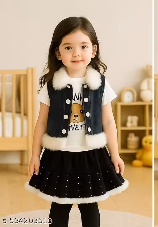 LITTLE MUFFSBaby Girl Blue RC Skirt – Stylish & Comfortable Party Wear Outfit