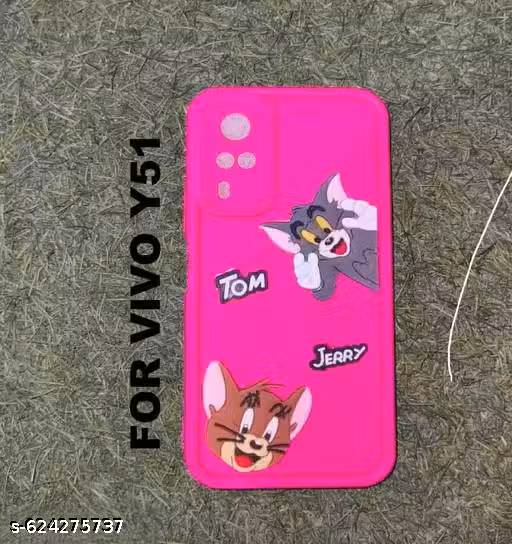 Vivo MOBILE COVER Y51/Y31/Y53/Y51s Tom & Jerry 3D Cute Animated Girly women Back Cover Case(PINK)